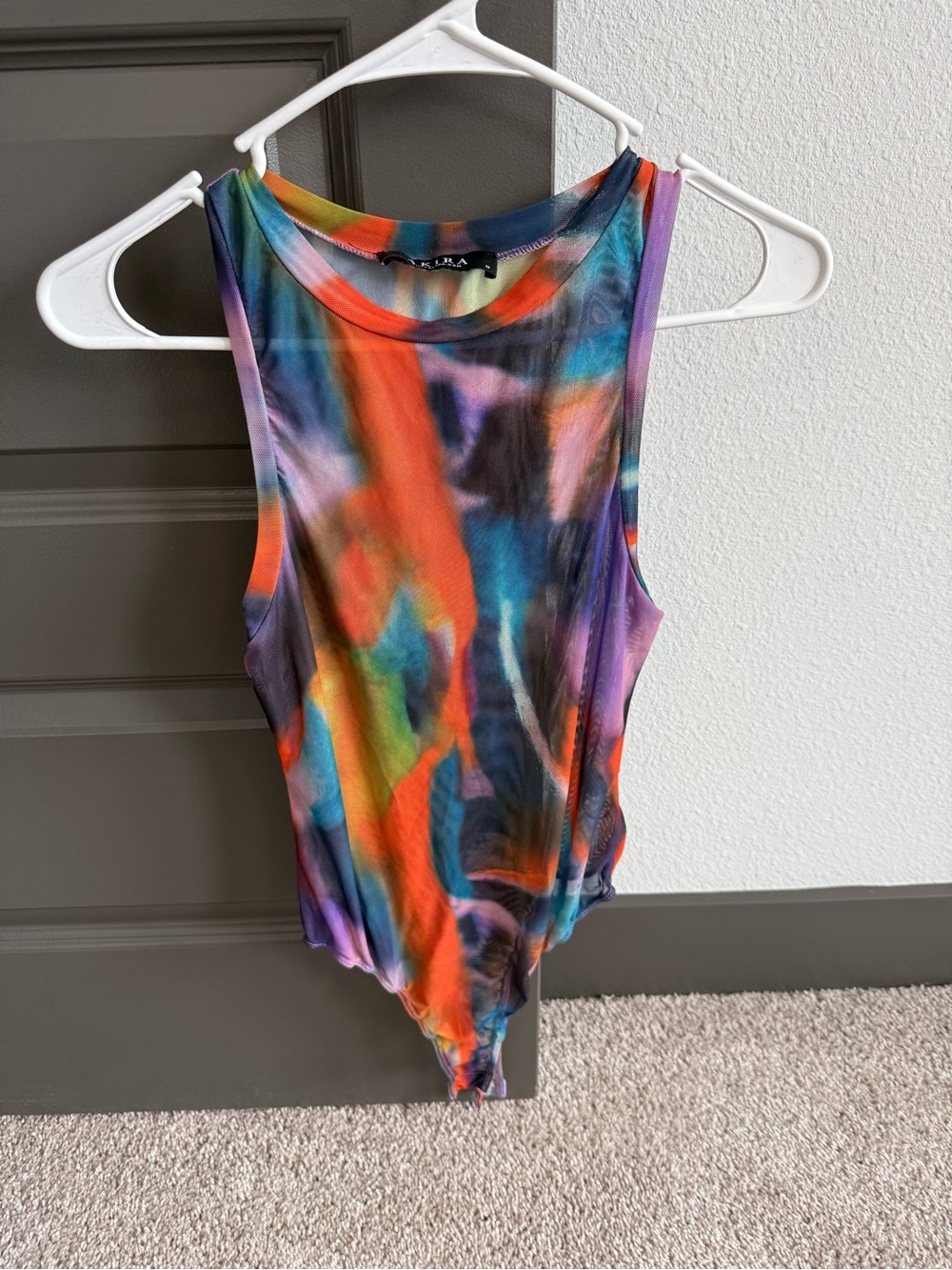 AKIRA Multicolor Tie-Dye Bodysuit — Orange, Blue, Purple, Green
